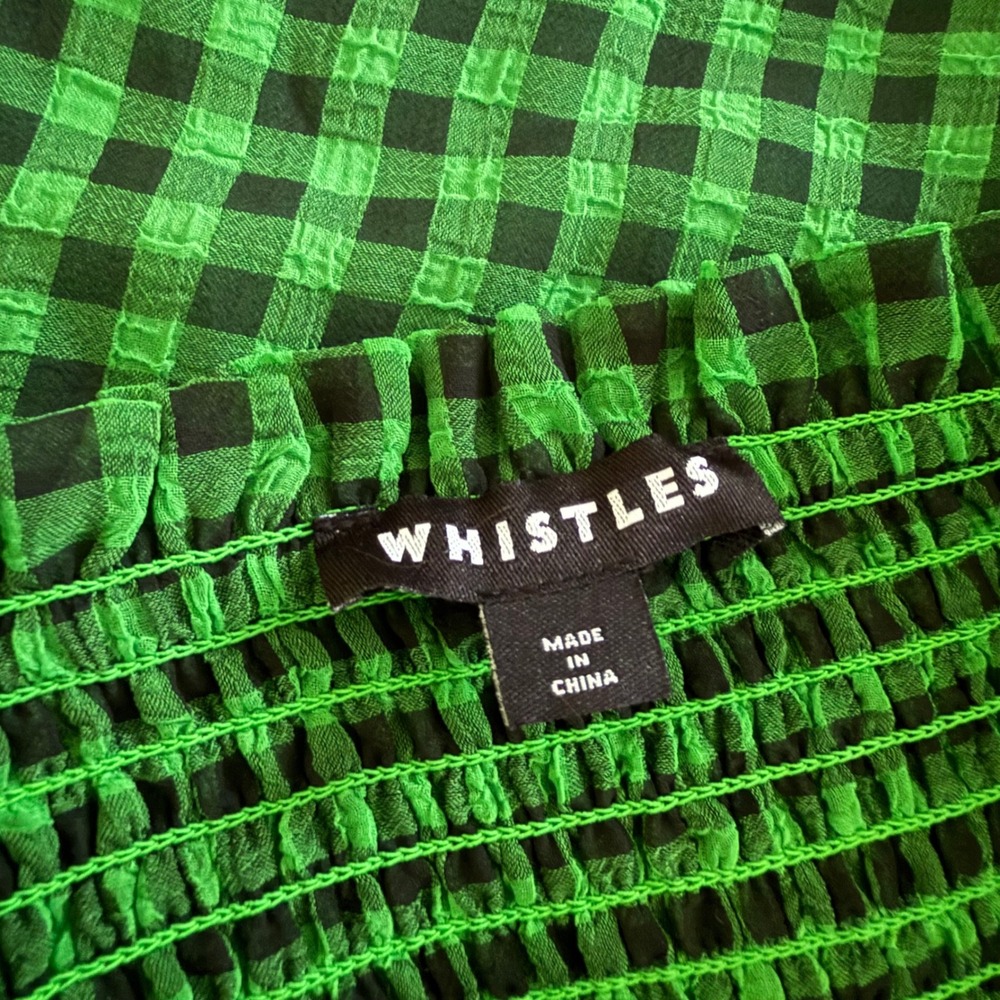 $319 Whistles Green Lottie Gingham Smocked Midi Dress Square Neck US 6 UK 10 - Picture 6 of 7